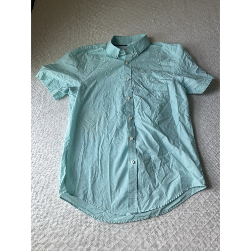 Croft & Barrow Men's Button-Down Shirt S Aqua Short Sleeve 60% Cotton 40% Poly